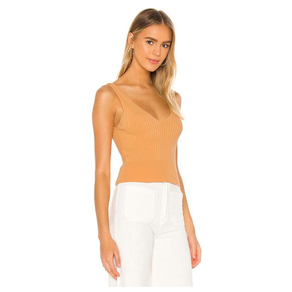 NWT! Line & Dot Lynn Sweater V Neck Ribbed Tank in Orange - Size Large - Picture 2 of 8